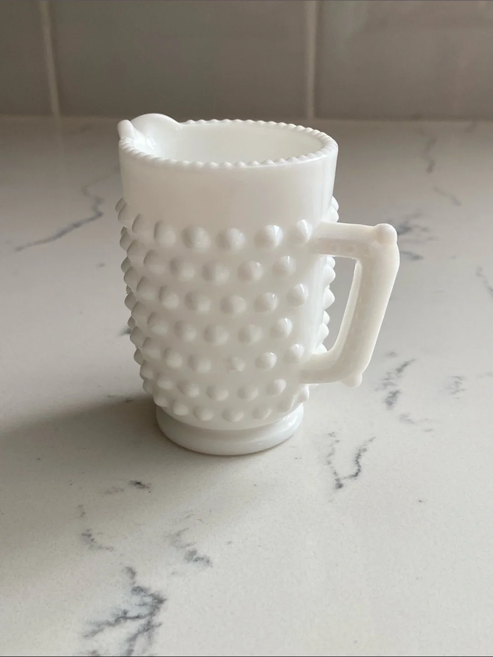 Vintage Fenton Hobnail Milk Glass Mini Creamer #3665